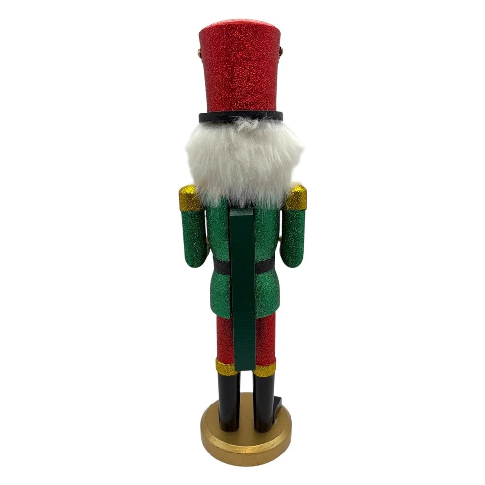 Red & Green Glitter Wooden Drummer Nutcracker Soldier 14